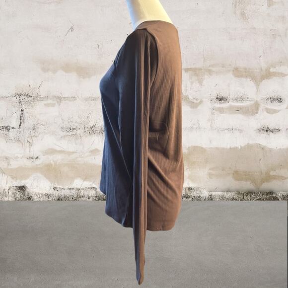 Splendid NWT Women's Long Sleeve Ribbed Tee Brown Size Large - Picture 2 of 5